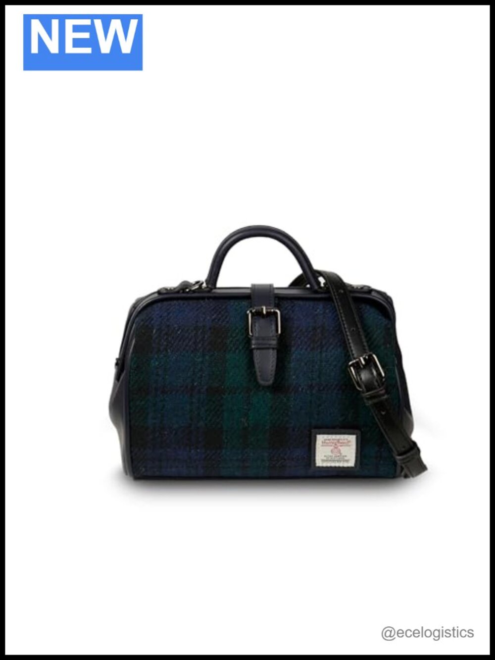 Harris Tweed & Vegan Leather Doctor Bag with Adjustable Strap